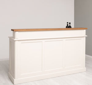 langer Bartresen - Landhausstil mit Eichen-Platte in cremeweiß