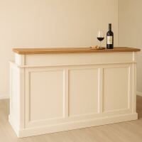 langer Bartresen - Landhausstil mit Eichen-Platte in cremeweiß