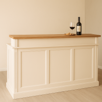 langer Bartresen - Landhausstil mit Eichen-Platte in cremeweiß
