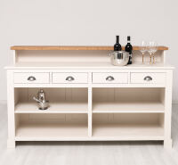 langer Bartresen - Landhausstil mit Eichen-Platte in cremeweiß