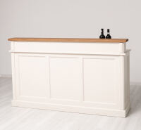 langer Bartresen - Landhausstil mit Eichen-Platte in cremeweiß