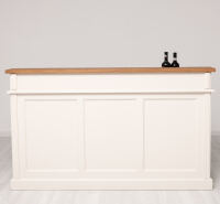 langer Bartresen - Landhausstil mit Eichen-Platte in cremeweiß