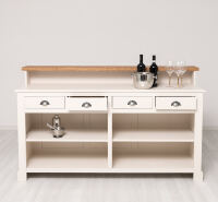langer Bartresen - Landhausstil mit Eichen-Platte in cremeweiß