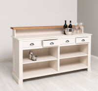 langer Bartresen - Landhausstil mit Eichen-Platte in cremeweiß