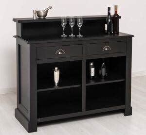 schmaler Tresen - Bar im Landhausstil schwarz