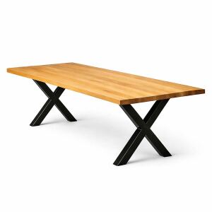 Esstisch 180x90cm mit Metallgestell in X-Form, Wildeiche...