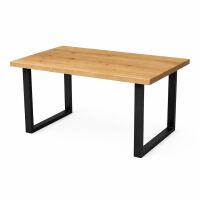 Esstisch 140x90cm massive Wildeiche geölt mit U-Gestell - gerade Kante