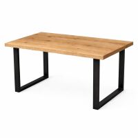 massiver Esstisch 160x90cm Wildeiche geölt mit U-Gestell - gerade Kante
