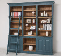 Bibiliotheksregal im Landhausstil - großes Bücherregal in nachtblau+braun gewachst