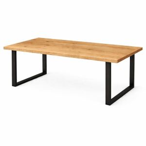 Wildeiche-Massivholztisch 180x90cm mit U-Gestell - gerade Kante