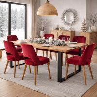 Wildeiche-Massivholztisch 180x90cm mit U-Gestell - gerade Kante