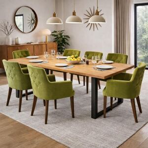 Esszimmertisch Wildeiche 220x100cm mit U-Gestell - gerade...