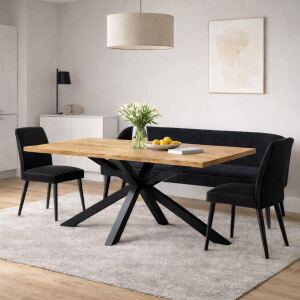 Esstisch mit Metallfuß Stern 180x90cm Wildeiche...