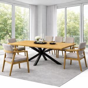 Familientafel 220x100cm mit Metallfuß Spider...