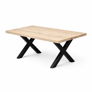 Massiver Tisch 160x90cm Wildeiche White Washed, X-Gestell...