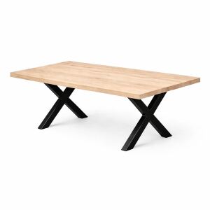 Speisetisch 180x90cm Wildeiche White Washed, X-Gestell -...