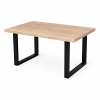 Küchentisch 140x90cm massive Wildeiche White Washed mit U-Gestell - gerade Kante