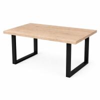 Zeitloser Esstisch 160x90cm massive Wildeiche White Washed mit U-Gestell - gerade Kante