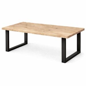 Großzügige Familientafel Wildeiche 220x100cm White Washed mit U-Gestell - gerade Kante