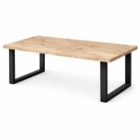 Großzügige Familientafel Wildeiche 220x100cm White Washed mit U-Gestell - gerade Kante