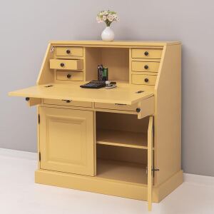 Sekretär im Landhausstil - Arbeitsplatz ockergelb
