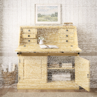 Sekretär im Landhausstil - Arbeitsplatz ockergelb