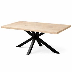 Speisetisch 200x100cm Wildeiche White Washed mit Spider-Gestell - gerade Kante