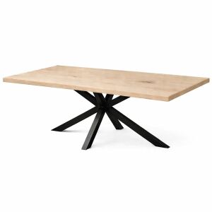 Exklusiver Esstisch 220x100cm Wildeiche White Washed mit Spider-Gestell - gerade Kante