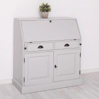 romantischer Sekretär - Landhausstil Schreibtisch in cremegrau + weiß
