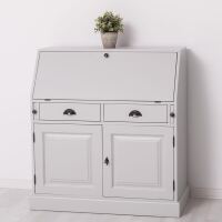 romantischer Sekretär - Landhausstil Schreibtisch in cremegrau + weiß