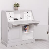 romantischer Sekretär - Landhausstil Schreibtisch in cremegrau + weiß