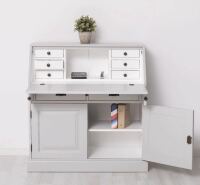 romantischer Sekretär - Landhausstil Schreibtisch in cremegrau + weiß