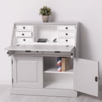 romantischer Sekretär - Landhausstil Schreibtisch in cremegrau + weiß