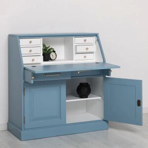 maritimer Schreibtisch - Sekretär in himmelblau - weiß