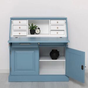 maritimer Schreibtisch - Sekretär in himmelblau - weiß