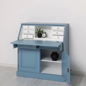 maritimer Schreibtisch - Sekretär in himmelblau - weiß
