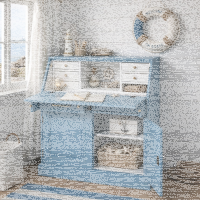 maritimer Schreibtisch - Sekretär in himmelblau - weiß