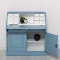 maritimer Schreibtisch - Sekretär in himmelblau - weiß