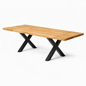 Wildeiche-Esstisch 160x90cm mit 2 Ansteckplatten,...
