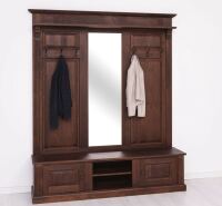 Große Landhaus Garderobe mit Kleiderhaken und Spiegel, Eiche