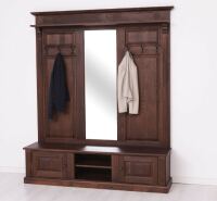 Große Landhaus Garderobe mit Kleiderhaken und Spiegel, Eiche