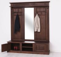 Große Landhaus Garderobe mit Kleiderhaken und Spiegel, Eiche