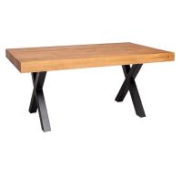 Rustikaler Esstisch mit X-Metallbeinen Eiche