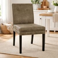 Eleganter Esszimmer Polsterstuhl KIM - ohne Armlehnen Microfaser-Kunstleder braun