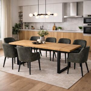Esstisch Wildeiche 160x90cm mit 2 Ansteckplatten,...