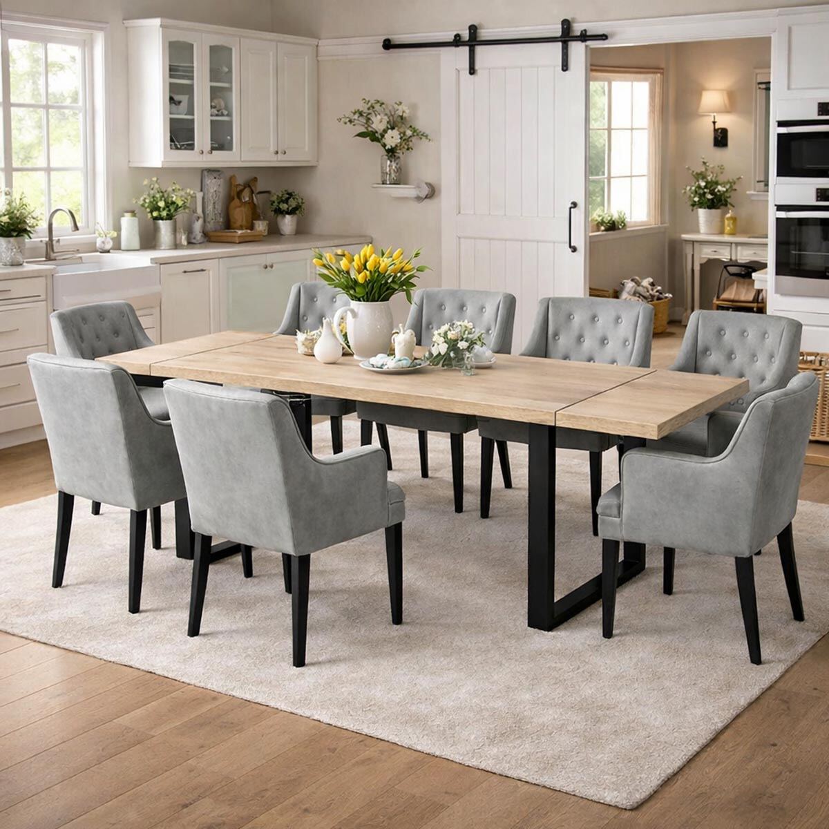 Esstisch Wildeiche 160x90cm mit 2 Ansteckplatten, U-Gestell - gerade - Onlineshop für massive Landhausmöbel