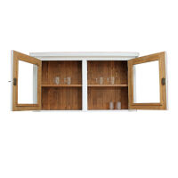 Hängeschrank mit Glastüren für Landhausküche weiß-braun