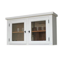 Hängeschrank mit Glastüren für Landhausküche weiß-braun