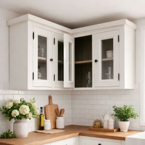 Landhaus Hänge-Eckschrank Glastüren...