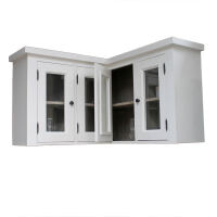 Landhaus Hänge-Eckschrank Glastüren weiß-graubraun